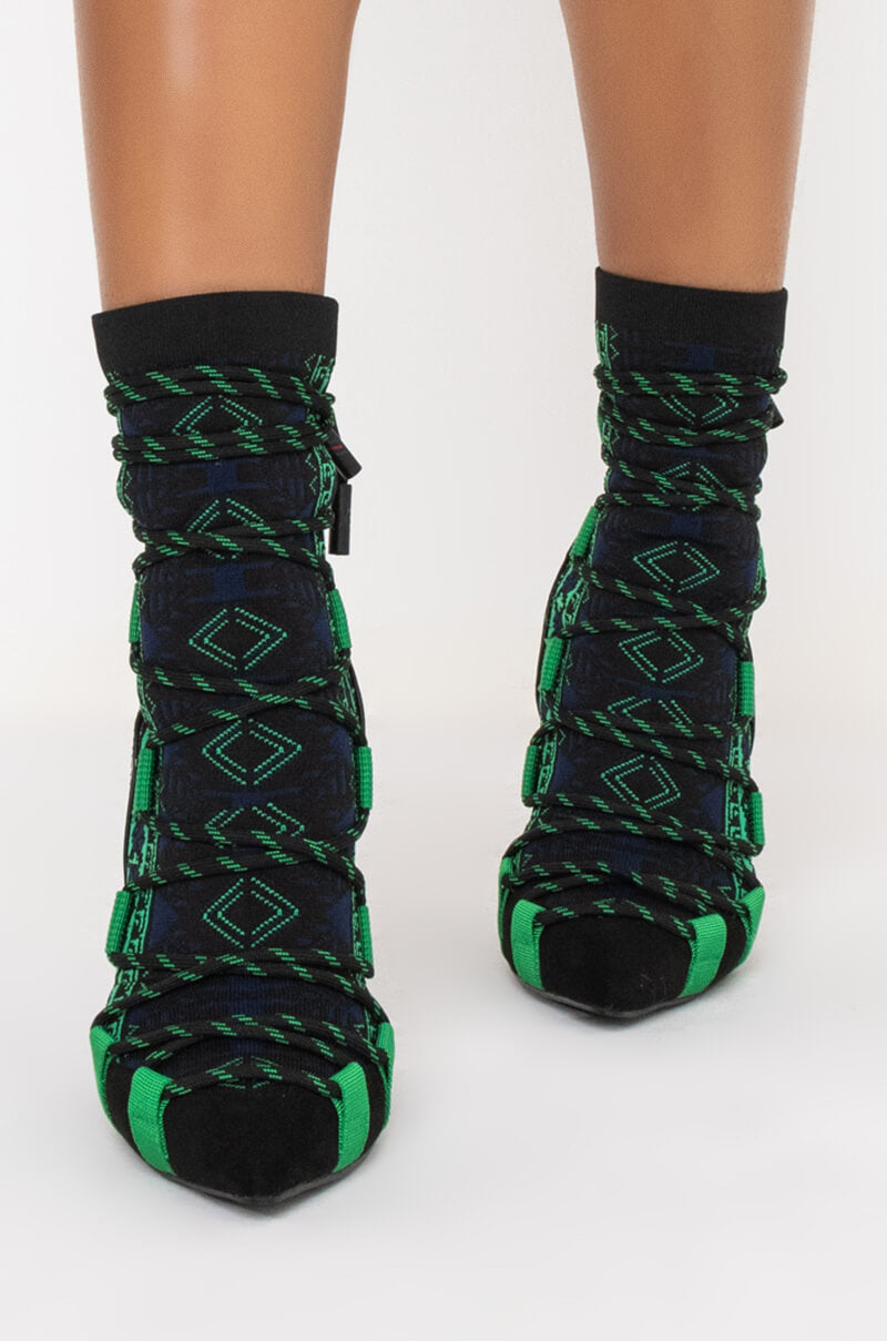 AZALEA WANG OLYMPUS HAS FALLEN STILETTO BOOTIE IN GREEN