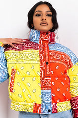 AZALEA WANG PAISLEY MULTI PUFFER JACKET