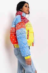 AZALEA WANG PAISLEY MULTI PUFFER JACKET