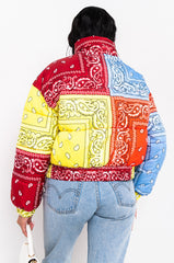 AZALEA WANG PAISLEY MULTI PUFFER JACKET