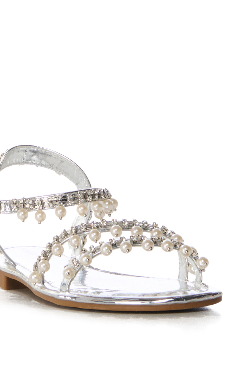 AZALEA WANG PETTYFER SILVER EMBELLISHED FLAT SANDAL