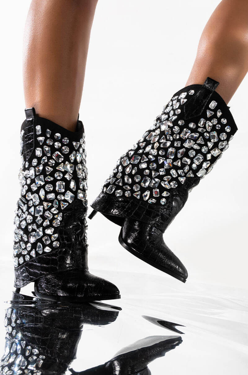 AZALEA WANG PLAYED YOU LIKE A GAME STILETTO BOOTIE IN BLACK
