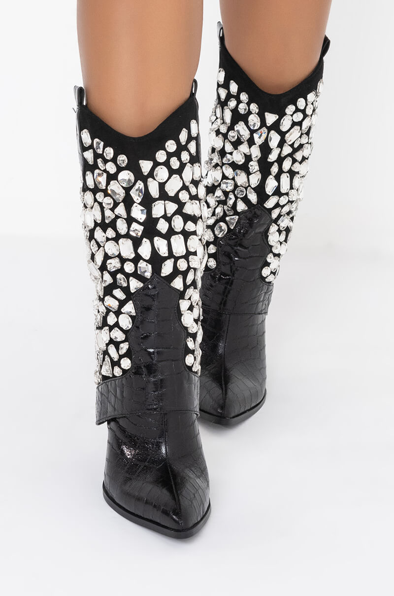 AZALEA WANG PLAYED YOU LIKE A GAME STILETTO BOOTIE IN BLACK