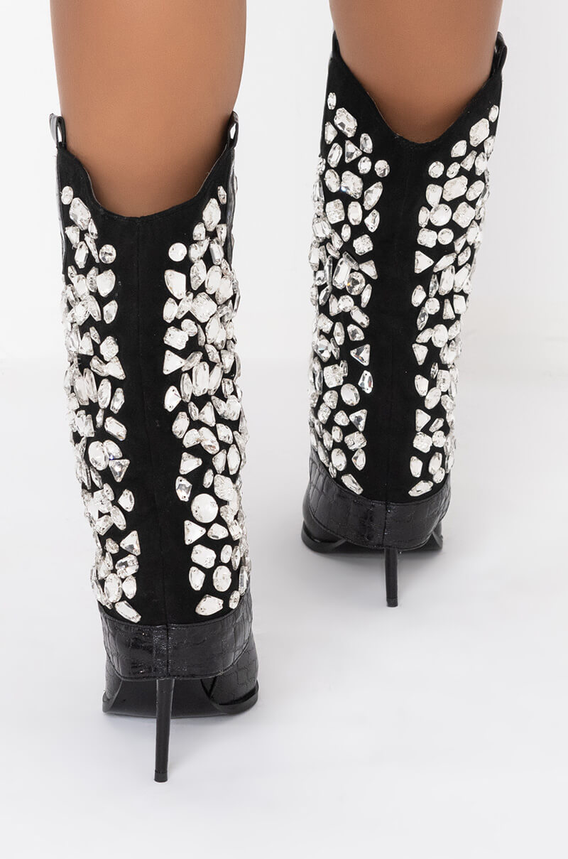 AZALEA WANG PLAYED YOU LIKE A GAME STILETTO BOOTIE IN BLACK