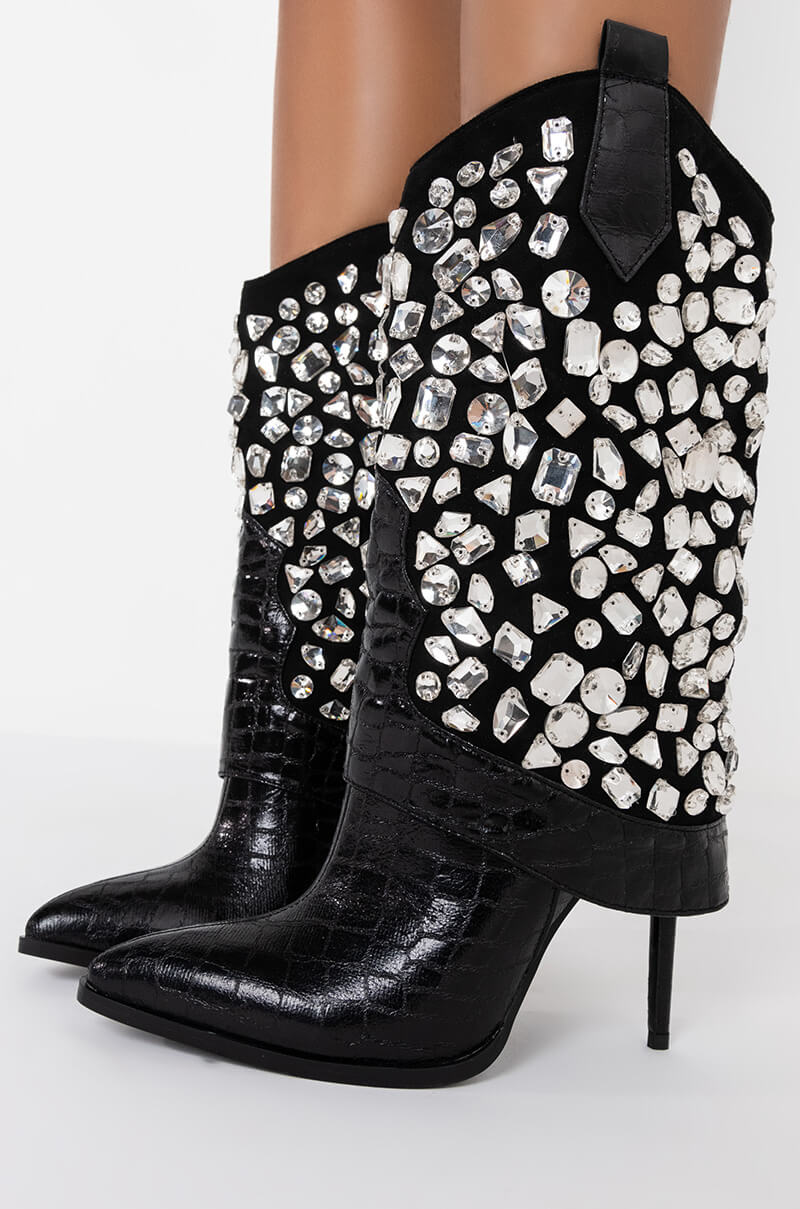 AZALEA WANG PLAYED YOU LIKE A GAME STILETTO BOOTIE IN BLACK