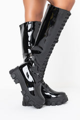AZALEA WANG PUT THE BLAME ON ME FLATFORM BOOT IN BLACK