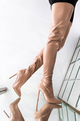 AZALEA WANG READY OR NOT THIGH HIGH STILETTO BOOT IN NUDE