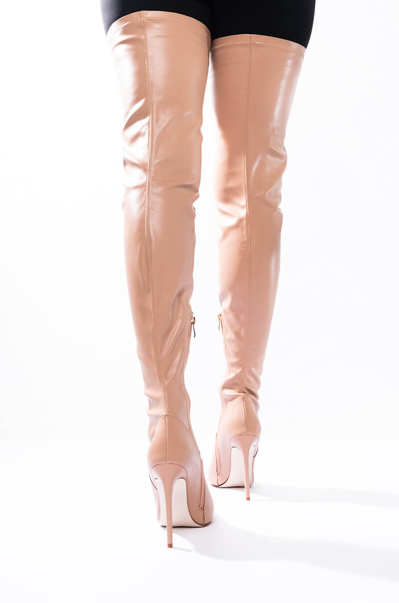 AZALEA WANG READY OR NOT THIGH HIGH STILETTO BOOT IN NUDE