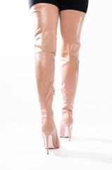 AZALEA WANG READY OR NOT THIGH HIGH STILETTO BOOT IN NUDE