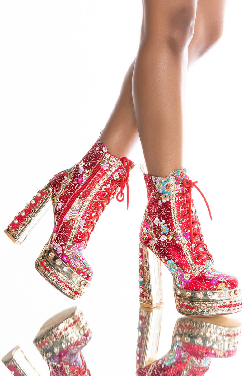 AZALEA WANG RICHIE RICH CHUNKY BOOTIE IN RED