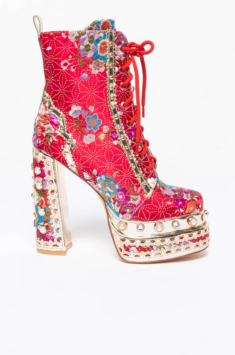 AZALEA WANG RICHIE RICH CHUNKY BOOTIE IN RED
