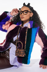 AZALEA WANG SAMBA MULTI COLOR FUR JACKET