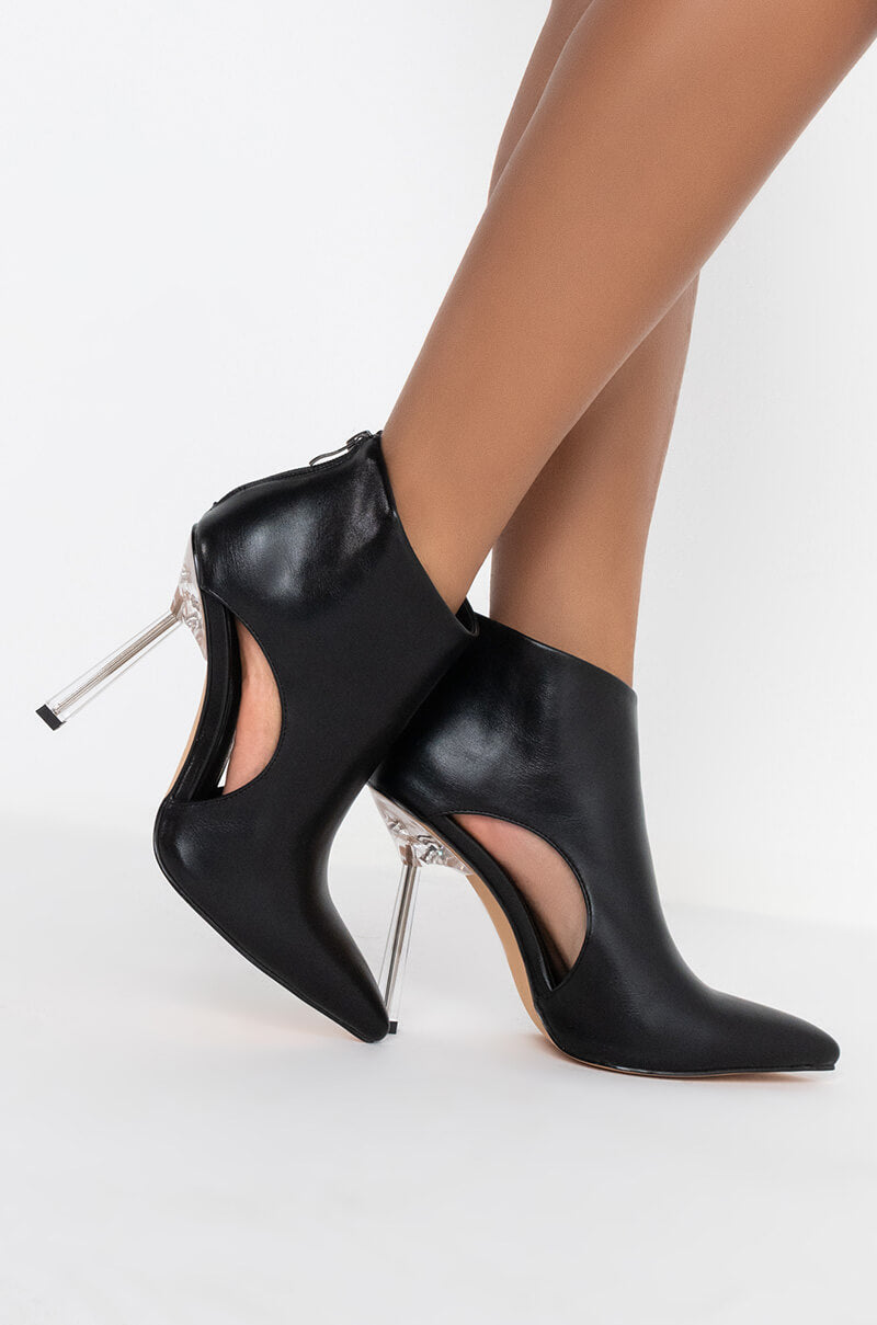 AZALEA WANG SEE ME ON THE COVER STILETTO BOOTIE IN BLACK