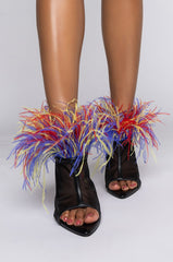 AZALEA WANG SHAKE YOUR FEATHERS STILETTO BOOTIE IN MULTI