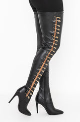 AZALEA WANG SHUT THE CLUB DOWN STILETTO BOOT IN BLACK