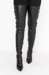 AZALEA WANG SHUT THE CLUB DOWN STILETTO BOOT IN BLACK