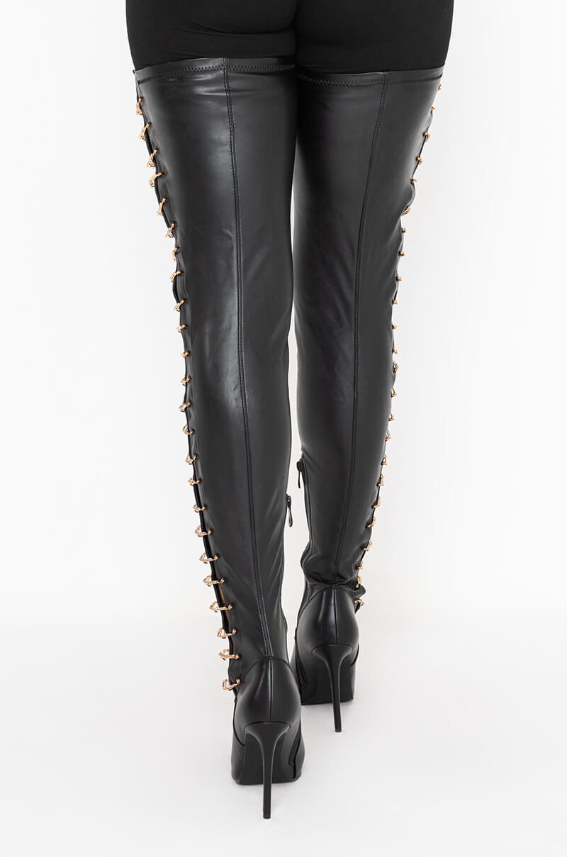 AZALEA WANG SHUT THE CLUB DOWN STILETTO BOOT IN BLACK