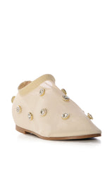 AZALEA WANG SIEGFRIED GEM EMBELLISHED MESH FLAT IN NUDE