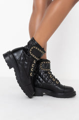 AZALEA WANG SIMPLE YET CLASSY FLAT BOOTIE IN BLACK