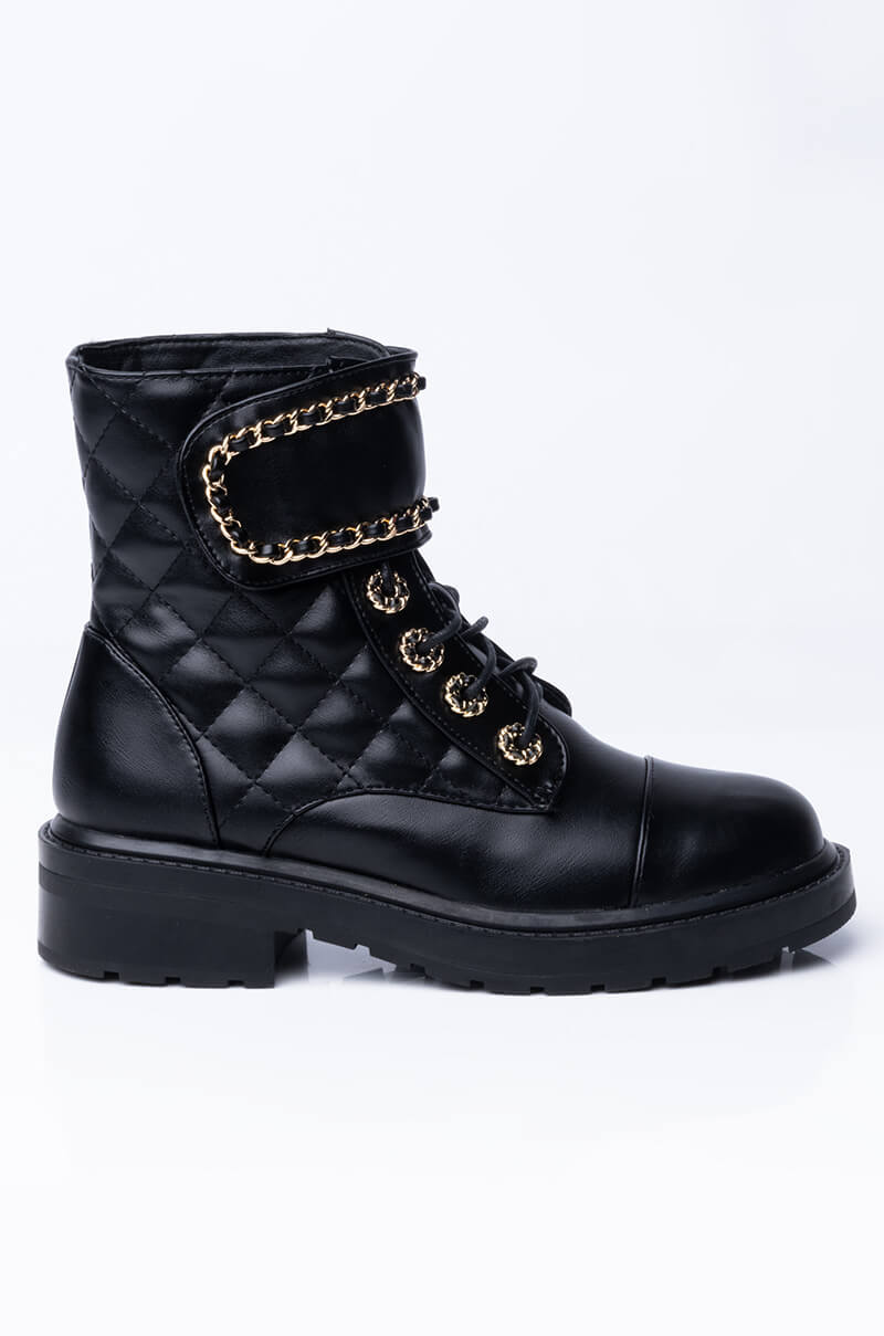 AZALEA WANG SIMPLE YET CLASSY FLAT BOOTIE IN BLACK