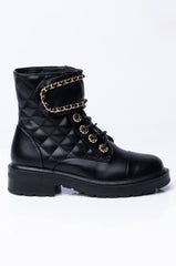 AZALEA WANG SIMPLE YET CLASSY FLAT BOOTIE IN BLACK
