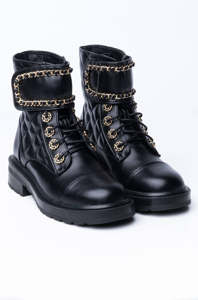 AZALEA WANG SIMPLE YET CLASSY FLAT BOOTIE IN BLACK