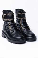AZALEA WANG SIMPLE YET CLASSY FLAT BOOTIE IN BLACK
