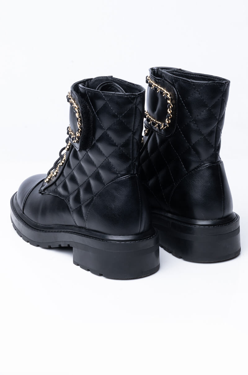 AZALEA WANG SIMPLE YET CLASSY FLAT BOOTIE IN BLACK