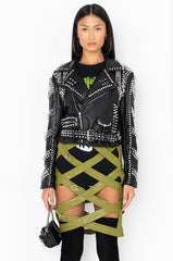 AZALEA WANG SOFI STUDDED MOTO JACKET