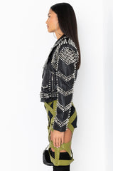 AZALEA WANG SOFI STUDDED MOTO JACKET