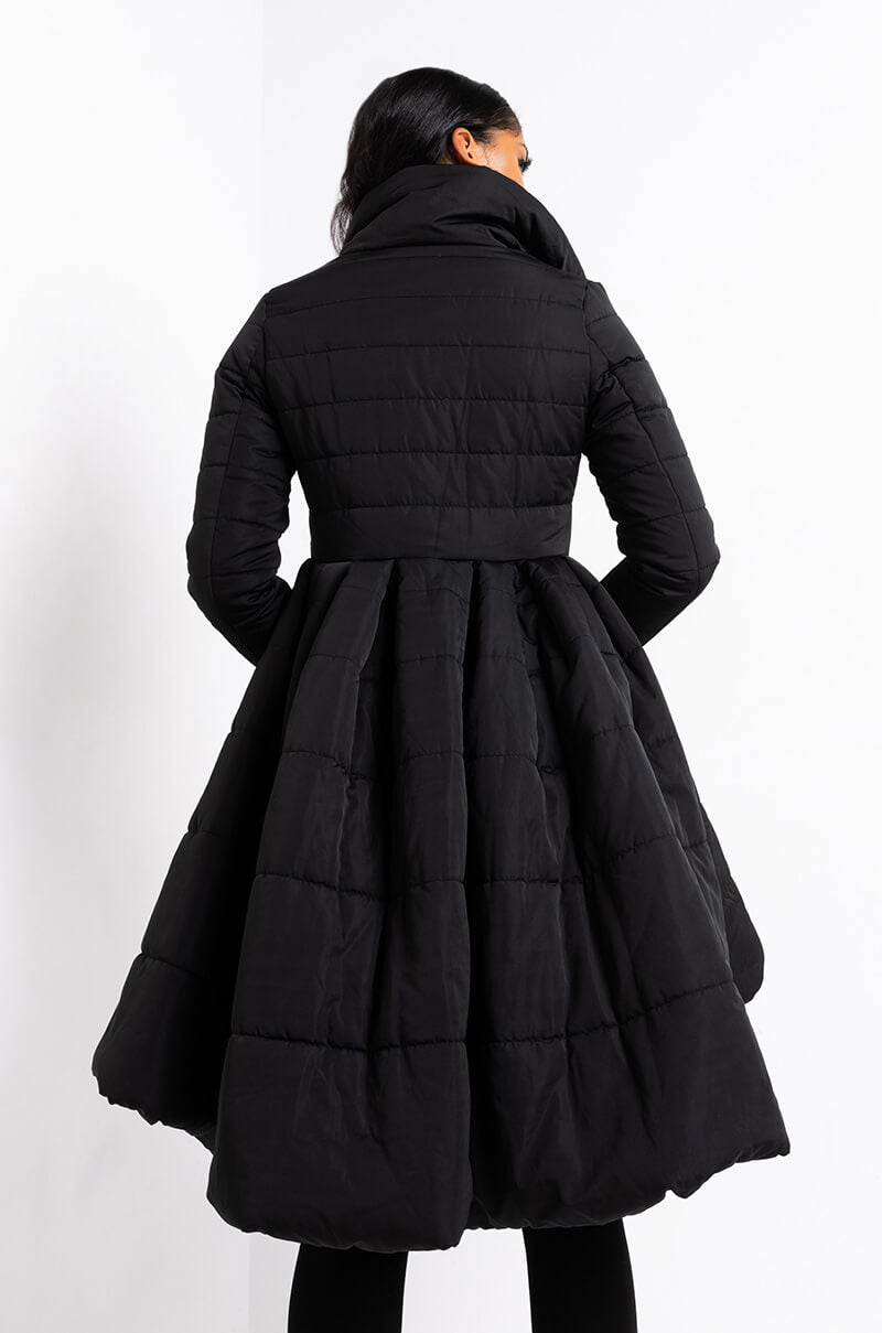 AZALEA WANG SOLID MIDTOWN PEPLUM PUFFER TRENCH