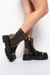 AZALEA WANG STUCK ON YOU FLATFORM BOOTIE IN BLACK