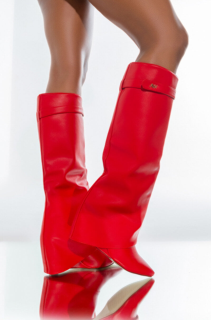 AZALEA WANG STUCK ON YOU WEDGE BOOT IN RED