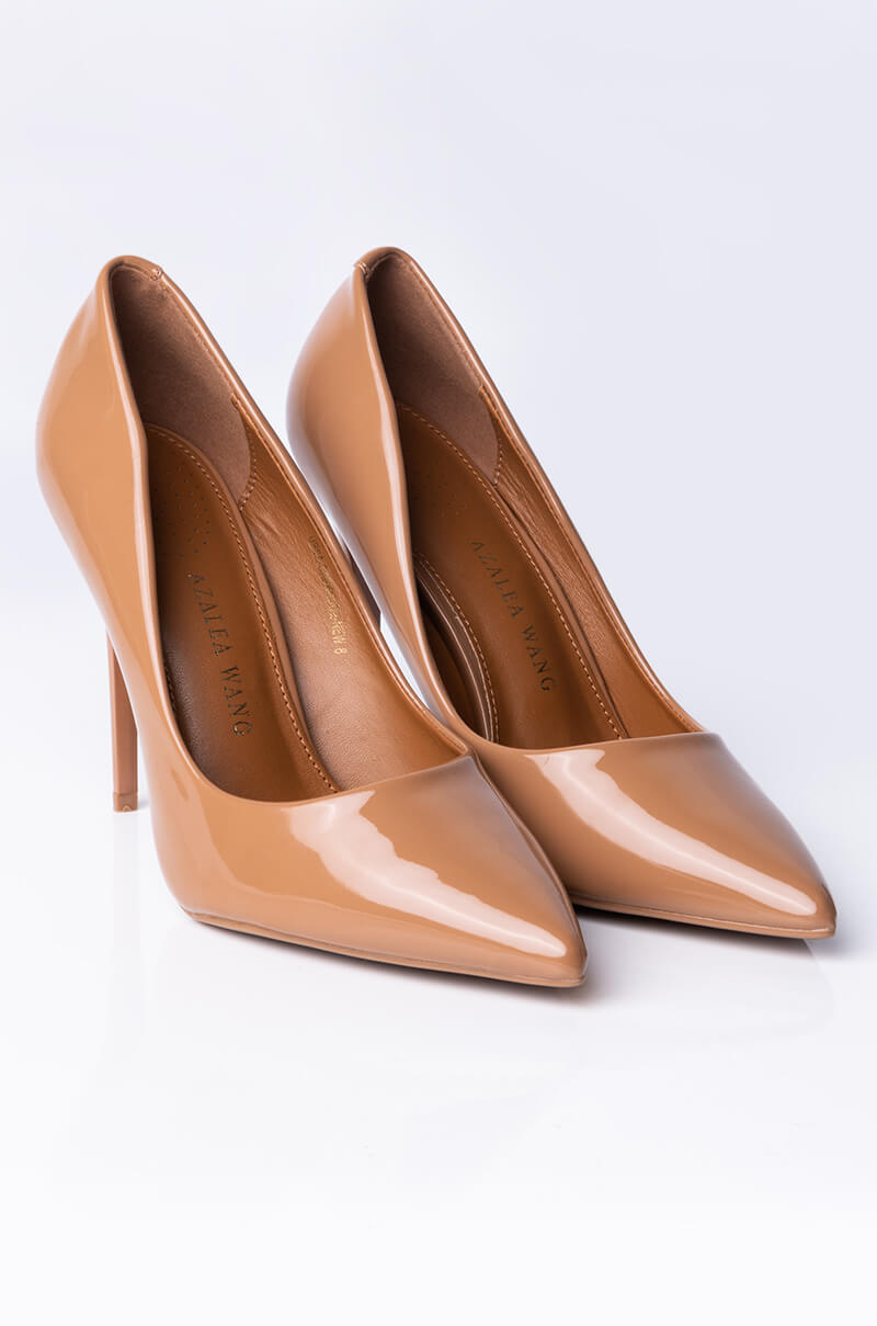 AZALEA WANG TAKE ME OUT STILETTO PUMP IN DARK NUDE