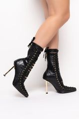 AZALEA WANG TELL ME WHERE YOU WANNA GO STILETTO BOOTIE IN BLACK