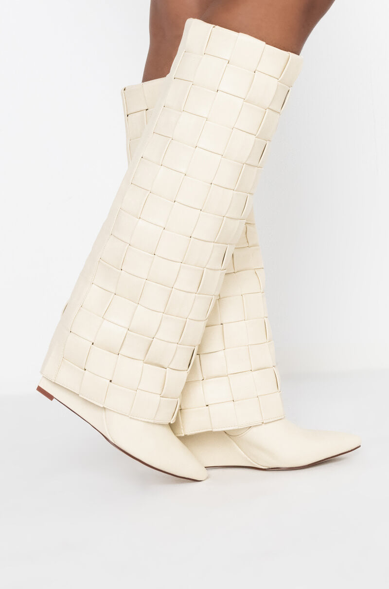 AZALEA WANG THAT KINDA NIGHT WEDGE BOOT IN BONE