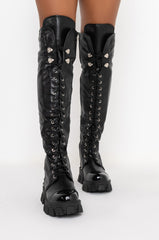 AZALEA WANG THERE SHE GO FLATFORM BOOT IN BLACK