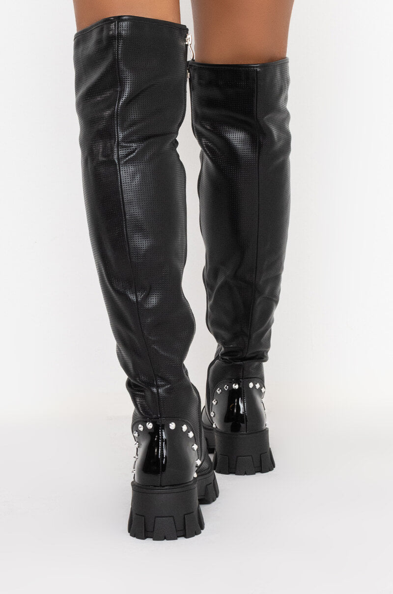 AZALEA WANG THERE SHE GO FLATFORM BOOT IN BLACK