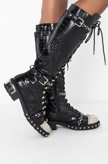 AZALEA WANG THEY INDEPENDENT FLAT BOOT IN BLACK