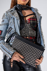 BAD ROMANCE STUDDED CLUTCH