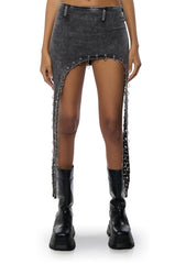 BAD TO THE BONE DARK DENIM MINI SKIRT