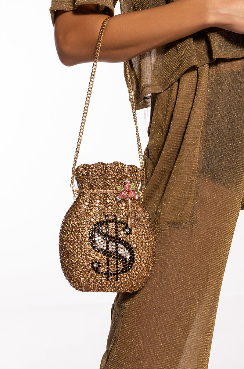 BAGS OF MONEY BLINGED CLUTCH