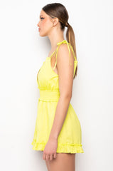 BAHAMA BABE STRETCH LINEN ROMPER