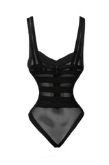 BANDAGE SLEEVELESS BODYSUIT BLACK