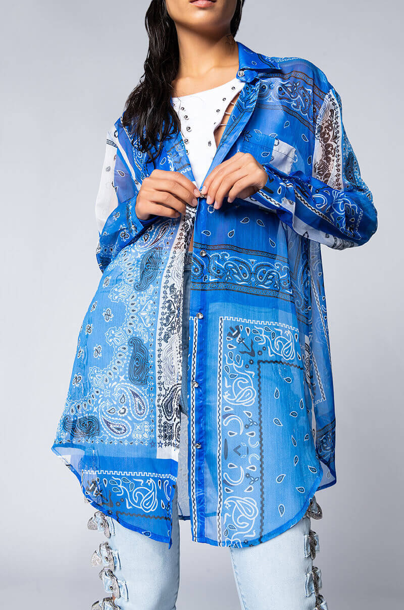 BANDANA POPSICLE LONG SHIRT BLUE MULTI