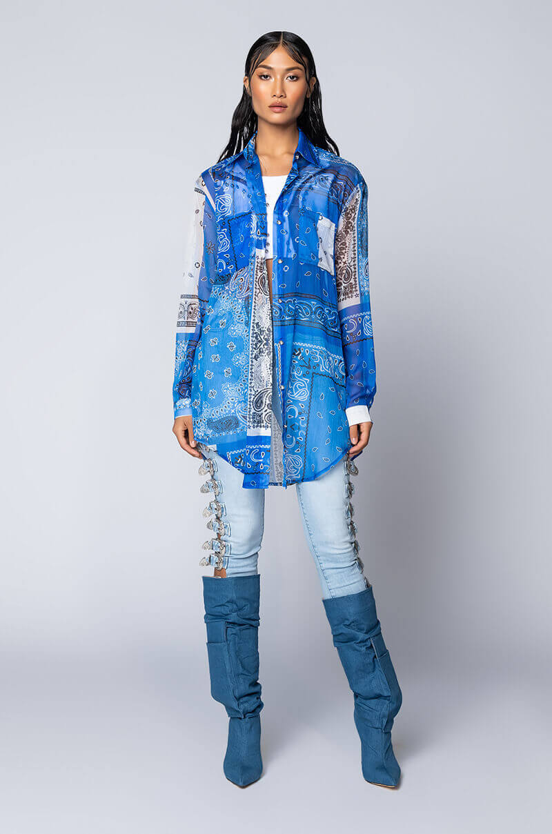 BANDANA POPSICLE LONG SHIRT BLUE MULTI