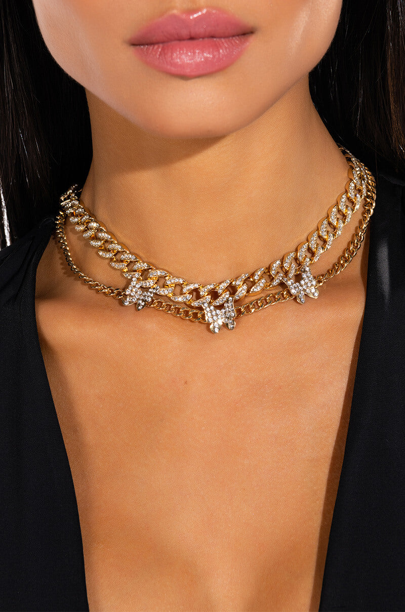 BEAUTIFUL WINGS GOLD CHOKER NECKLACE SET