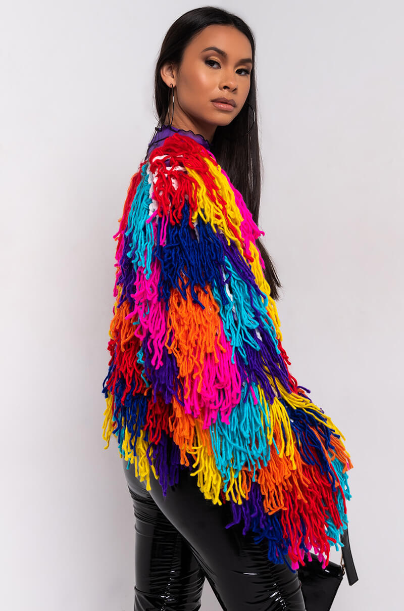BEFORE I LOVE U FRINGE CARDIGAN MULTI