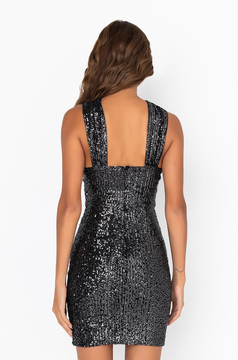 BELIEVE THIS HYPE SEQUIN MINI DRESS BLACK
