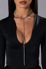 BELLE OF THE BALL RHINESTONE LARIAT NECKLACE